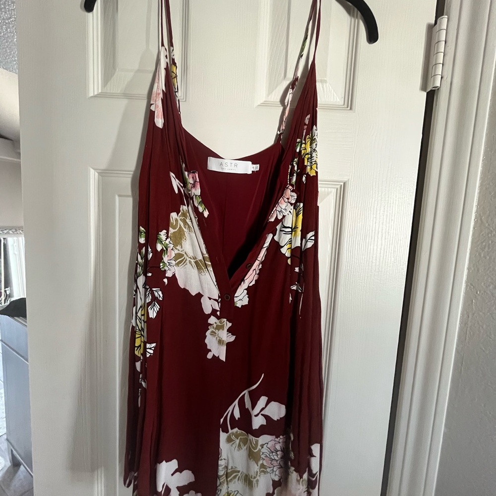 Astr Red Asymmetrical Cut Out Camisole Romper
